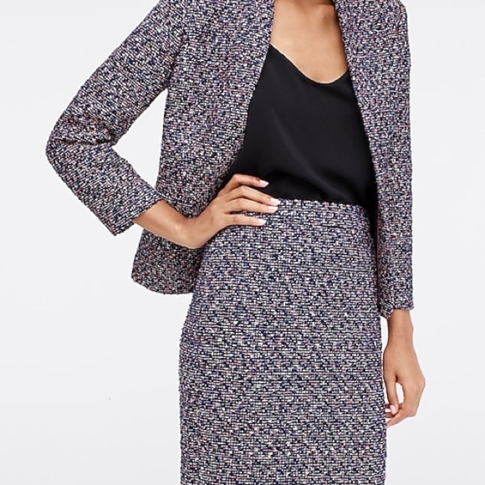 No.2 pencil skirt in pink confetti tweed